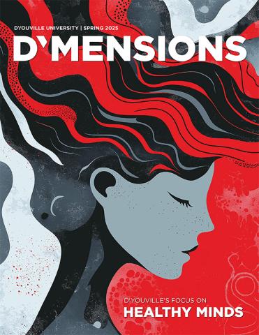 DMensions spring 2025 magazine cover: D'Youville's focus on healthy minds